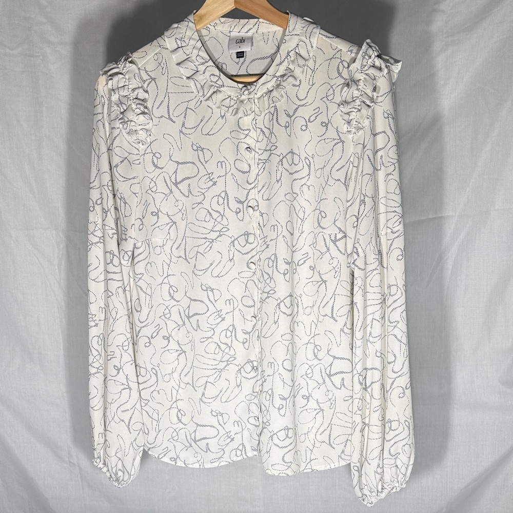 CAbi Blouse Artist Pencil White & Gray Women’s Small